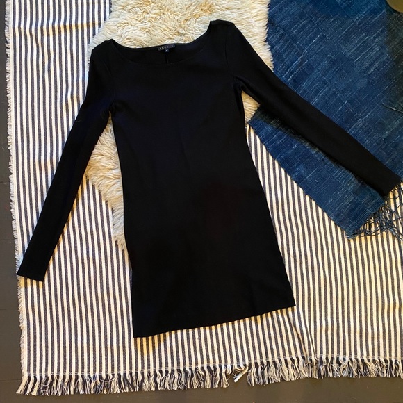 Theory black stretch mini dress long sleeves - Picture 1 of 3